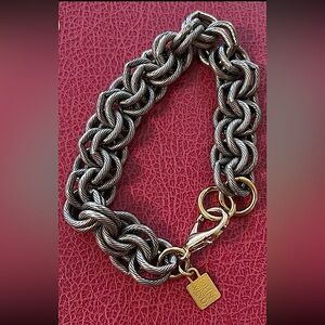 John Wind Two Tone Double Link Charm Bracelet 7.5” length
